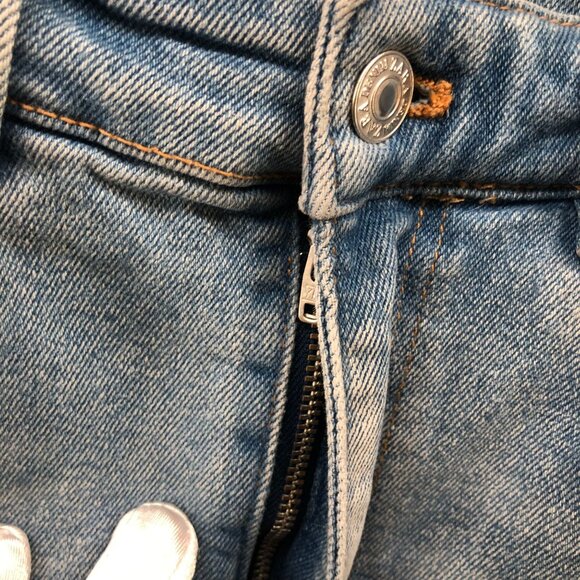 Zara High Rise Skinny Jean Womens Size 2 Blue Light Wash Frayed Hem Stretch - Picture 5 of 10